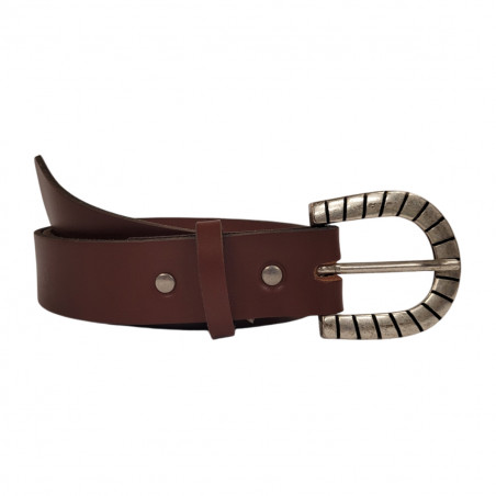 Ceinture fine élégante marron,  cuir de taureau Tucker.  Sustainable fashion